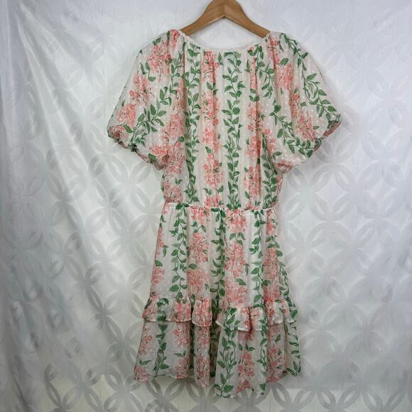 VICI Floral Chiffon Puff Sleeve Mini Dress Size M - Picture 10 of 10